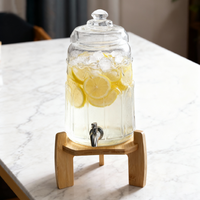 Distributeur de boissons en verre écologique classique, verre transparent de qualité alimentaire, 3,8 L, 5,8 L, distributeur de jus avec support et robinet pour la cuisine