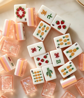 Tuiles de Mahjong Américaines en Acrylique Transparentes aux Couleurs de Fruits (Fraise, Ananas, Orange Clair) – Luxe, Voyage, Divertissement Familial