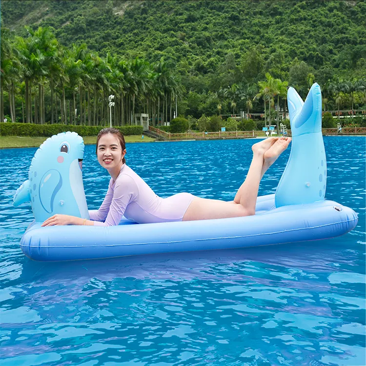 OEM Factory Custom Swimming Pool Float 202x80x87.5cm Dolphin Pool Floatie For Adult Inflatable Beach Float Pool Toy