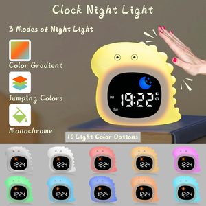 An toàn khủng long lấy cảm hứng từ ánh sáng ban đêm trẻ em đồng hồ báo thức đa chức năng di động Toddler ngủ đào tạo đồng hồ với âm thanh máy - Product Image 3