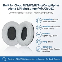 Bantalan Telinga Katun Kompatibel dengan Headphone Cloud 1/I/2/II/3/III/Pro/Core/Alpha/Alpha S/Flight/Stinger/Mix/CloudX