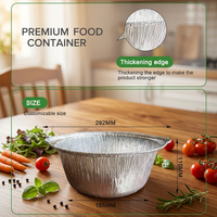 Barquette jetable ronde en aluminium avec rebord recourbé et poignée anti-coupure, de qualité alimentaire