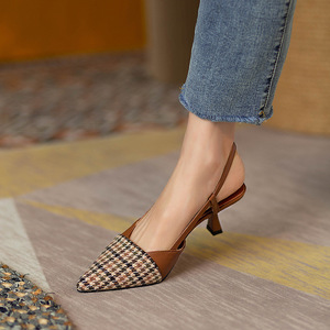 Wholesale Baotou Sandals New High Heel <strong>Shoes</strong> for Women's Pointy - Word <strong>Patching</strong>-color Stiletto Pumps - Product Image 4