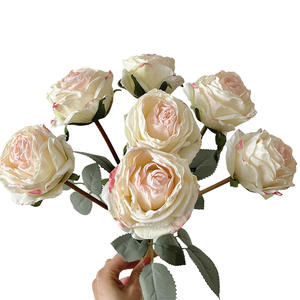 Bouquet de roses artificielles en soie à bords brûlés, pour décoration de maison, salon, accessoires de photographie - Product Image 5