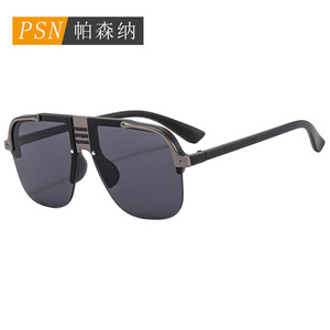 Psn Fashion Lunettes de soleil demi-cerclées rectangulaires UV400 Protection solaire Adulte Unisexe - Product Image 1