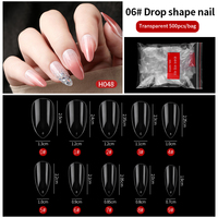 500 Puntas de Uñas Largas Transparentes Estilo Francés Cobertura Completa o Media Uñas Postizas Artificiales Tipo Ataúd