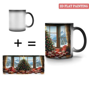 Ensemble cadeau de Noël, tasse à café en céramique noire givrée de 11 oz, tasse à changement de couleur activée par la chaleur - Product Image 4