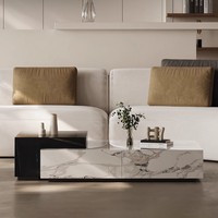 Table basse en marbre moderne italienne avec un design luxueux antique, meubles en pierre de haute qualité pour salon, villa, maison
