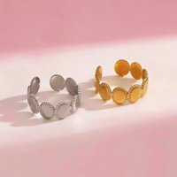 Bague géométrique ovale vintage en acier inoxydable pour femmes et filles