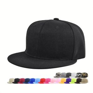 Plain Color 100% Cotton Snapback Hat Hip Hop Flat Brim <b>Baseball</b> <b>Cap</b> for Men <b>Women</b> Adjustable Sports Cycling Custom Logo - Product Image 1