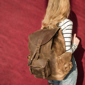 Wholesale Custom Genuine Leather Backpack <b>Men</b> Real Leather Laptop <b>Bag</b> Waterproof Vintage Outdoor Daypack LBK-0115 - Product Image 1