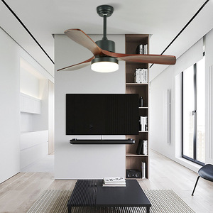 Electric Table Fan 3 Wood Blades DC Motor 3 Speeds Low Noise <b>Remote</b> <b>Control</b> <b>Light</b> Kit Included Energy Efficient Household Use - Product Image 3