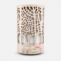 Diffuseur d'aromathérapie silencieux de bureau Faner, capacité 0,5L, type brume, motif bois clair, cylindre à motif d'arbre, lumière chaude creuse pour la maison