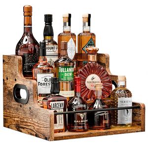 Étagère de présentation en bois pour comptoir à 3 niveaux, pour vin, café, sirop, support de rangement multifonctionnel pour whisky et spiritueux - Product Image 4