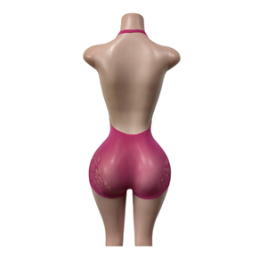 Jiubaju Tuta Aderente Sexy in <span class=keywords><strong>Pizzo</strong></span> Trasparente 2026 Nuova Moda con Scollo a V Profondo e Halter, Tuta Intera con Schiena Scoperta per Feste Notturne e Club - Product Image 3