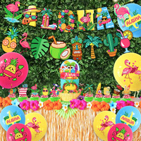 Décorations de fête Luau, kit de fête d'été hawaïenne sur la plage pour adultes, bannière « ALOHA », ballons, décoration de gâteau, décoration de table