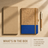 Coffret Cadeau d'Entreprise Personnalisé : Carnet en Liège Écologique A5 Ligné 120 Pages, Stylo et Papeterie Professionnelle Personnalisée Imprimée UV
