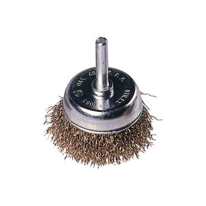 Spazzola a tazza Maurer 75 mm con filo in acciaio e gambo, attrezzatura per la pulizia 86508 Made in Italy - Product Image 1