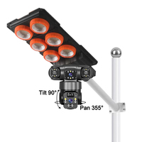 Lampe de jardin solaire extérieure 10000 au lithium 1200W V380PRO 15MP Caméras PTZ CCTV à trois lentilles Réverbère solaire à capteur CMOS WiFi 4G