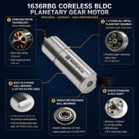 Moteur à engrenages planétaires BLDC sans noyau Waillynice 1636RBG 16 mm 12 V 24 V avec capteur Hall pour robot médical et servo