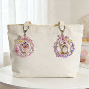 Spot Wholesale plastic keychain Cute <b>cat</b> rotating charm Creative <b>backpack</b> decoration Cartoon anime keychain - Product Image 4