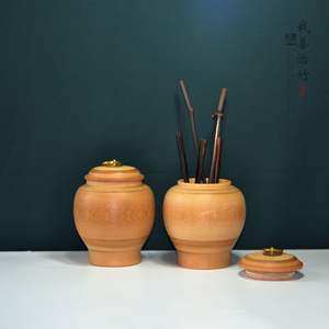 Pot à thé traditionnel en bambou fait à la main avec couvercle hermétique, écologique, type autel - Product Image 1