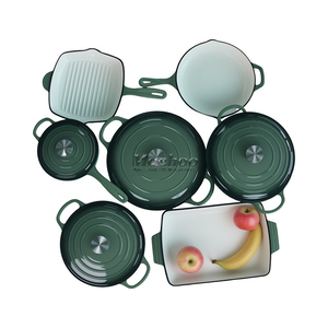 Competitive Price 7pcs Non-stick <strong>Coloured</strong> Enamel Cast Iron <strong>Cookware</strong> Sets Pots and Pans Cooking Pot Set Made in China - Product Image 3