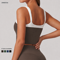 Soutien-gorge de sport Dingtai certifié GCC pour femme, color block, antichoc, pour yoga et course, dos en U côtelé, coussinets amovibles