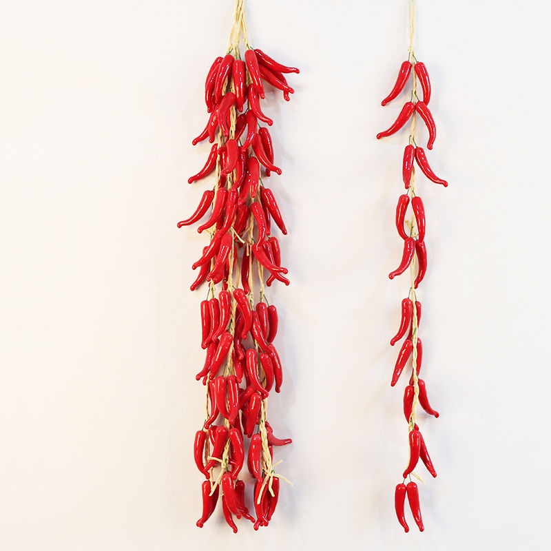 red pepper skewer with leaves-red
