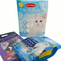 Sac pour nourriture pour animaux de compagnie en matériaux recyclés tissés de couleur personnalisée avec fermeture éclair refermable et fond plat pour animaux de compagnie