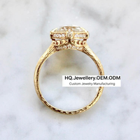 Anillo de Compromiso Clásico Europeo de Plata de Ley 925 Chapado en Oro de 18K con Corte Rosa, 2 CT, Circonita Cúbica de Grado 5A, Solitario Nupcial