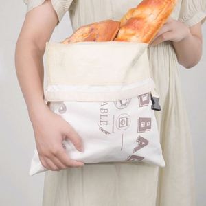 Sac de conservation alimentaire en coton biologique lavable et recyclable avec doublure en cire d'abeille pour garder le pain maison frais - Product Image 5