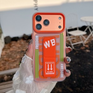 Coque de téléphone à motif lettres Street Fashion avec support intégré pour iPhone 17 Air 16 15 14 Pro Max, transparente givrée avec support arrière - Product Image 1