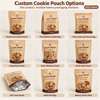 Sacs d'emballage personnalisés pour biscuits, style kraft, pochettes verticales avec trou de suspension, fermeture éclair refermable pour biscuits, snacks, produits de boulangerie