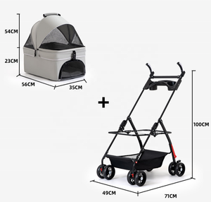 फोल्डेबल डॉग स्ट्रेलर 3 में 1 डिचेबल पालतू स्टलर हल्के बिल्ली हटाने योग्य यात्रा गाड़ी के साथ - Product Image 3