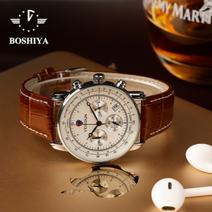 <span class=keywords><strong>Montre</strong></span> en cuir pour <span class=keywords><strong>homme</strong></span> <span class=keywords><strong>personnalisable</strong></span> de luxe, boîtier rond, cadran de 42 mm, charme unique et boîte - Product Image 5