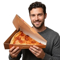 Kotak Pizza Lipat Segitiga Kecil Cetak Kustom Murah Grosir, Kotak Kemasan Makanan Pizza Mini Sekali Pakai untuk Dibawa Pulang