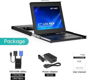 Commutateur <span class=keywords><strong>KVM</strong></span> monté sur rack MT-Viki, 8 ports, moniteur LCD 17'', support rack 1U 19'', clavier <span class=keywords><strong>intégré</strong></span> OSD/clavier à touches de raccourci, pavé tactile, 8 câbles - Product Image 5