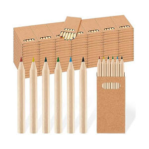 Ensemble de crayons de couleur miniatures en bois naturel, personnalisé, 6 couleurs, crayons de couleur hexagonaux HB pour enfants - Product Image 1