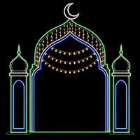 Maßgefertigte LED-Lichterkette für Moschee-Umriss, Metallrahmen mit Mond-Ramadan-Motiv, Ramadan-Festdekoration, IP65