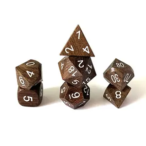 Dice Wood Dnd Dice Custom Dungeon And Dragon Polyhedral Wooden