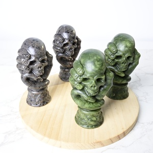 Calaveras de Cristal Natural al por Mayor, Calaveras de Jade Verde Talladas a Mano, Colección de Tallados de Yooperlite - Product Image 5