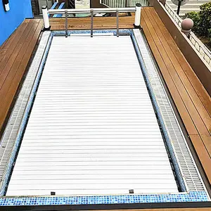 Swimming Pool Safety Over Water Installation Automatic Pool Cover With PC Slats