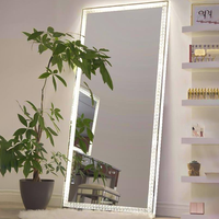 Prix d'usine Meilleur miroir rond de salon avec éclairage LED, support de sol ou de bureau, fond en acrylique, pour salle de bain et fixation murale, Fabricant
