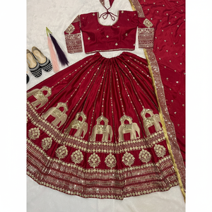 Vêtements indiens et pakistanais brodés Lehenga Choli avec séquence - Product Image 1