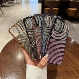 Étui de téléphone antichoc en TPU avec effet d'ondulation de l'eau et paillettes électro-plaquées de luxe, compatible avec les modèles 16, 15, <span class=keywords><strong>11</strong></span>, 12, 13, 14 Pro Max Plus, <span class=keywords><strong>coque</strong></span> <span class=keywords><strong>transparente</strong></span> - Product Image 1