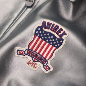 Avirex แจ็คเก็ตหนังแท้สำหรับผู้ชาย, แจ็คเก็ตบอมเบอร์หนังวัวแท้ดีไซน์ใหม่ล่าสุด - Product Image 2