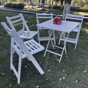 Ensemble table et chaises d'extérieur, matériau résistant aux intempéries, qualité commerciale, style moderne et décontracté, mobilier <span class=keywords><strong>de</strong></span> <span class=keywords><strong>jardin</strong></span>, design pliable - Product Image 5