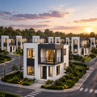 Villa familiale modulaire préfabriquée à deux étages, semi-attachée, à pignon, en acier léger, pour le développement de logements résidentiels