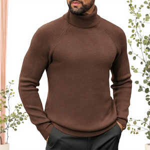 Eco-Friendly Recycled <b>Yarn</b> Men's Turtleneck Sweater Winter Breathable Sustainable Warm Comfortable Anti-Wrinkle <b>100</b>% Acrylic - Product Image 3
